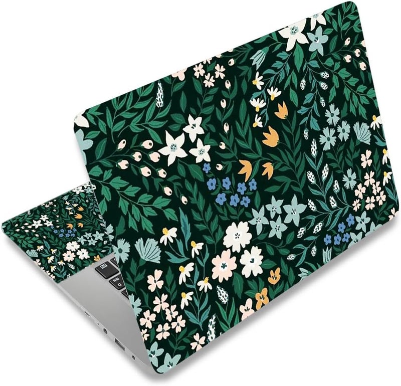 ARTSO Laptop Skin Sticker Cover Decal, 12 13 13.3 14 15 15.4 15.6 inch Laptop Notebook Vinyl Skin Sticker Cover Art Protector, Green Flower Plants - Image 1